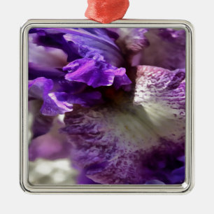 Ornement Carré Argenté Abstrait Striking Purple, Violet et Mauve Iris