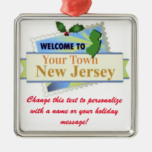 Ornement Carré Argenté Accueil personnalisé au New Jersey