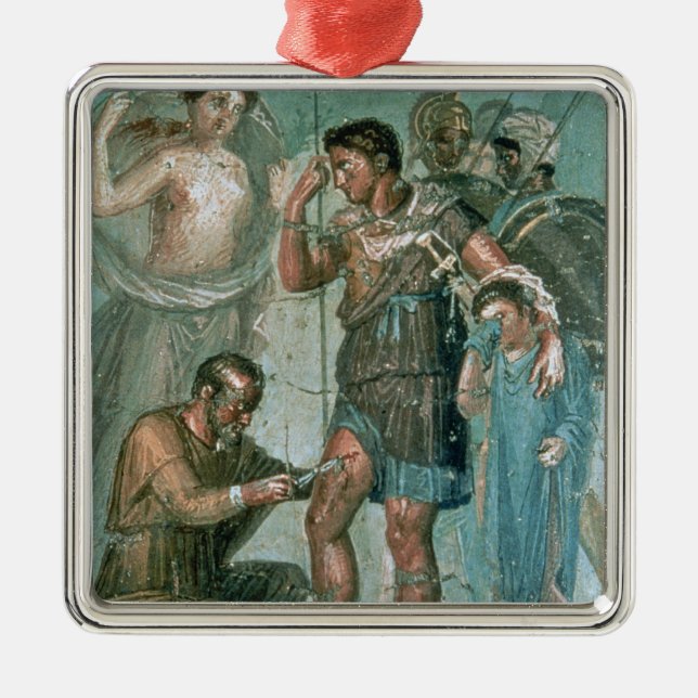 Ornement Carré Argenté Aeneas a blessé, de Pompeii (Devant)