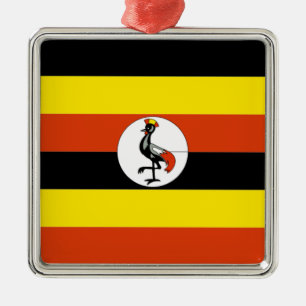 Ornement Carré Argenté Afrique :Drapeau de l'Ouganda