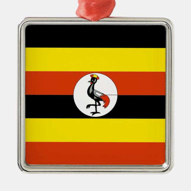 Ornement Carré Argenté Afrique :Drapeau de l'Ouganda (Devant)