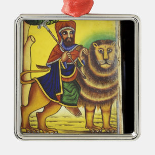 Ornement Carré Argenté Afrique, Éthiopie. OEuvre d'art représentant le 
