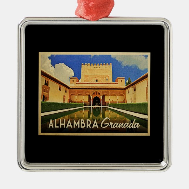 Ornement Carré Argenté Alhambra Grenade Espagne (Devant)