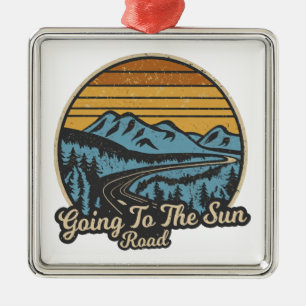 Ornement Carré Argenté Aller Au Sun Road Montana Retro