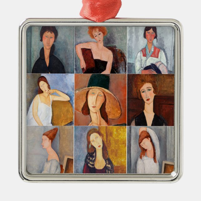 Ornement Carré Argenté Amedeo Modigliani - Collage de chefs-d'oeuvre (Devant)