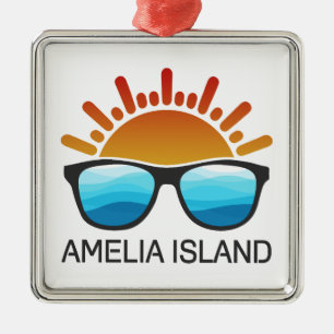 Ornement Carré Argenté Amelia Island Florida Lunettes de soleil