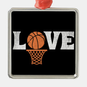 Ornement Carré Argenté Amour du basket-ball