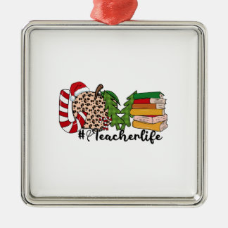 Ornement Carré Argenté Amour Enseignant Vie