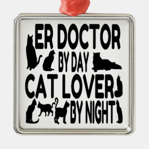 Ornement Carré Argenté Amoureux des chats ER Doctor