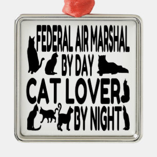 Ornement Carré Argenté Amoureux des chats Federal Air Marshal