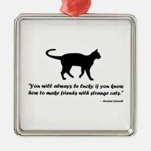 Ornement Carré Argenté Ancien proverbe de chat