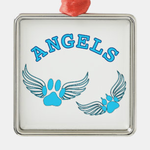 Ornement Carré Argenté Angel Pis Animaux En Bleu