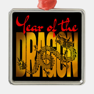 Ornement Carré Argenté Année du dragon