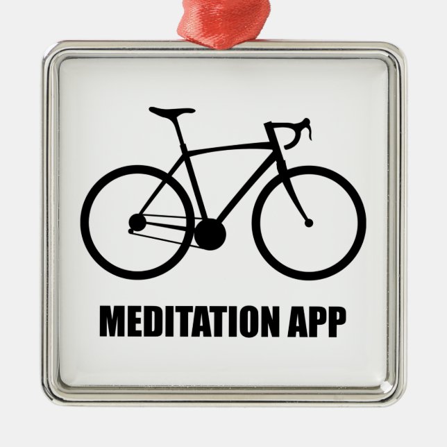 Ornement Carré Argenté Application de méditation de vélo (Devant)