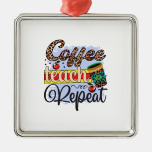 Ornement Carré Argenté Apprentissage du café de l'enseignant