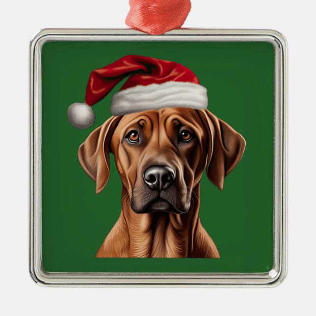 Ornement Carré Argenté Aquarelle Noël Rhodesian Ridgeback Orament (Devant)