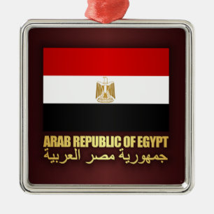 Ornement Carré Argenté Arab Republic of Egypt Flag