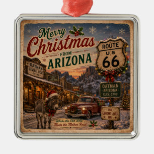 Ornement Carré Argenté Arbre de Noël Southwest Burro Souvenir