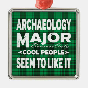 Ornement Carré Argenté Archaeology College Major Students Green Plaid