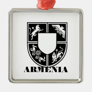 Ornement Carré Argenté Armenian State Emblem Art Contemporain