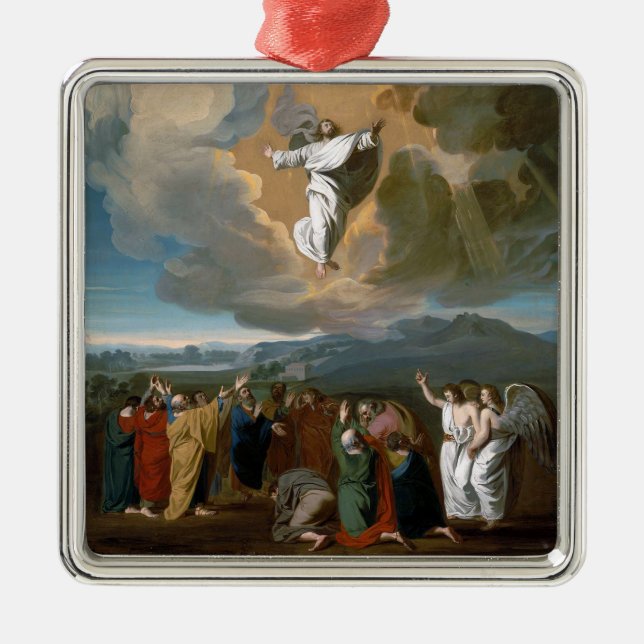Ornement Carré Argenté Ascension (Jésus-Christ ascendant au Ciel) (Devant)