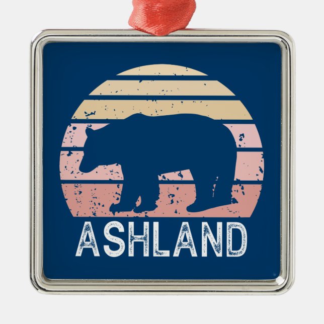 Ornement Carré Argenté Ashland Oregon Retro Bear (Devant)