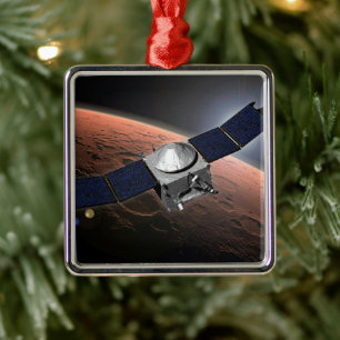 Ornement Carré Argenté Atmosphère Mars Et Mission D'Évolution Volatile.
