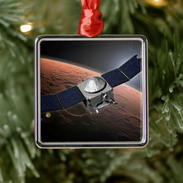 Ornement Carré Argenté Atmosphère Mars Et Mission D'Évolution Volatile. (Arbre)