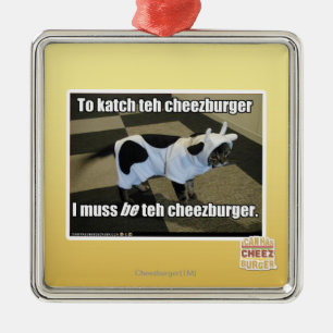 Ornement Carré Argenté Au katch le cheezburger