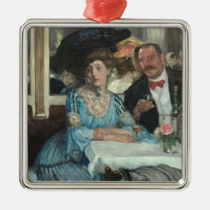 Ornement Carré Argenté Au restaurant Mouquins NY - William Glackens -