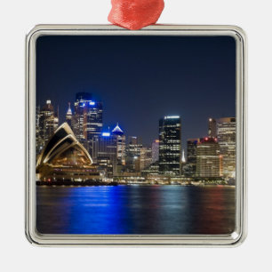Ornement Carré Argenté Australie, Sydney. Skyline avec Opera House vu