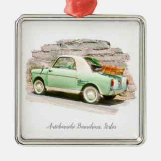 Ornement Carré Argenté Autobianchi Bianchina | Mini-voiture d'Italie