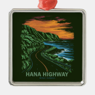 Ornement Carré Argenté Autoroute Hana Maui Hawaii Vista