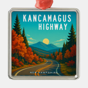 Ornement Carré Argenté Autoroute Kancamagus New Hampshire coucher de sole