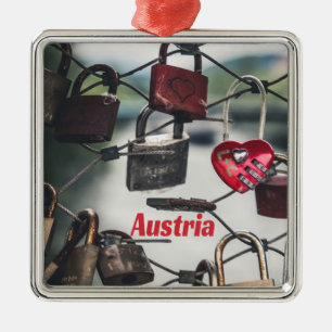 Ornement Carré Argenté Autriche Love Locks Bridge Salzburg
