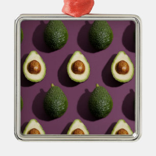 Ornement Carré Argenté Avocado vert violet
