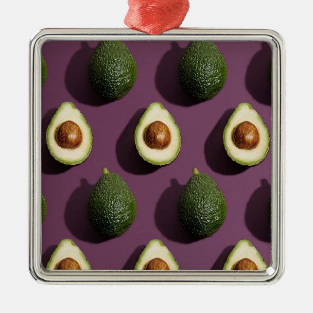 Ornement Carré Argenté Avocado vert violet (Devant)