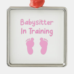 Ornement Carré Argenté Babysitter En Formation