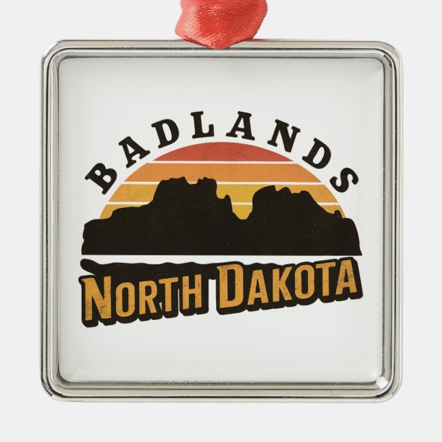 Ornement Carré Argenté Badlands North Dakota Retro (Devant)