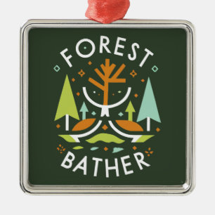 Ornement Carré Argenté Baigneuse de forêt cubiste