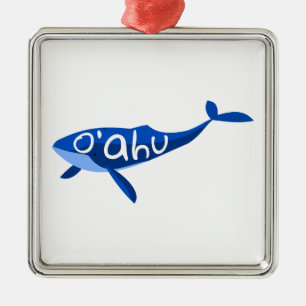 Ornement Carré Argenté Baleine O'ahu Hawaii