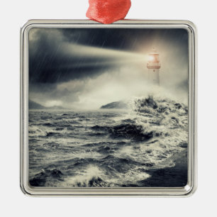 Ornement Carré Argenté Balise de phare