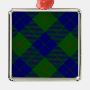 Ornement Carré Argenté Barclay tartan bleu vert plaid