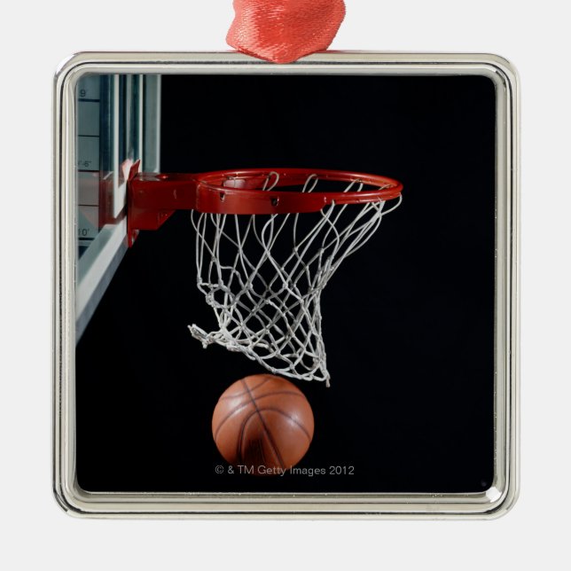 Ornement Carré Argenté Basket-ball dans le cercle (Devant)
