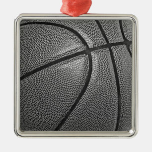Ornement Carré Argenté Basket-ball en niveaux de gris