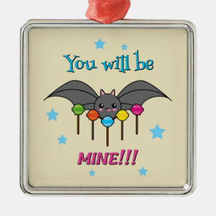 Ornement Carré Argenté Bat Craving Lollipops