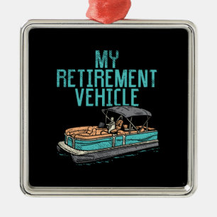 Ornement Carré Argenté Bateau Pontoon - Mon véhicule de retraite