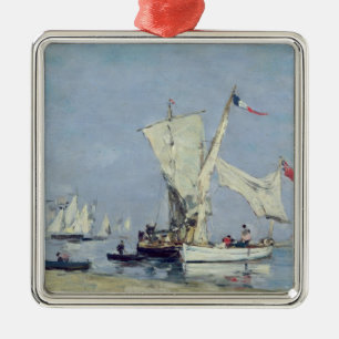 Ornement Carré Argenté Bateaux à voile, c.1869