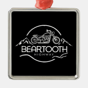Ornement Carré Argenté Beartooth Highway Montana Wyoming Motorcycle