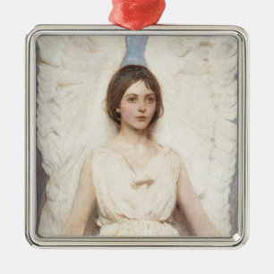 Ornement Carré Argenté Beau ange (par Abbott Handerson Thayer)